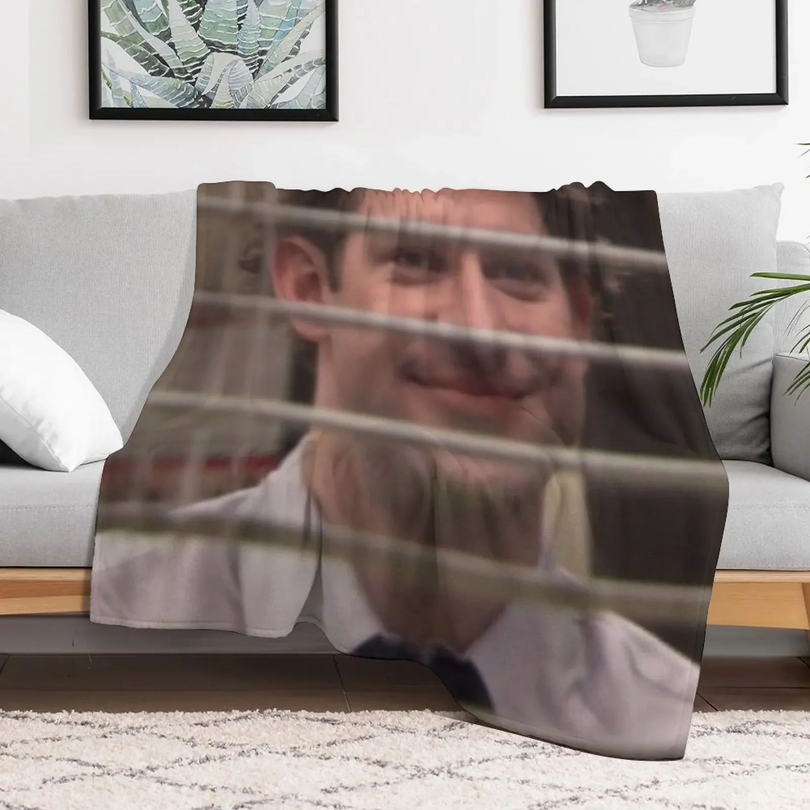 Jim Halpert Looking Through the window - The Office Throw Blanket Sofas Cute Blankets