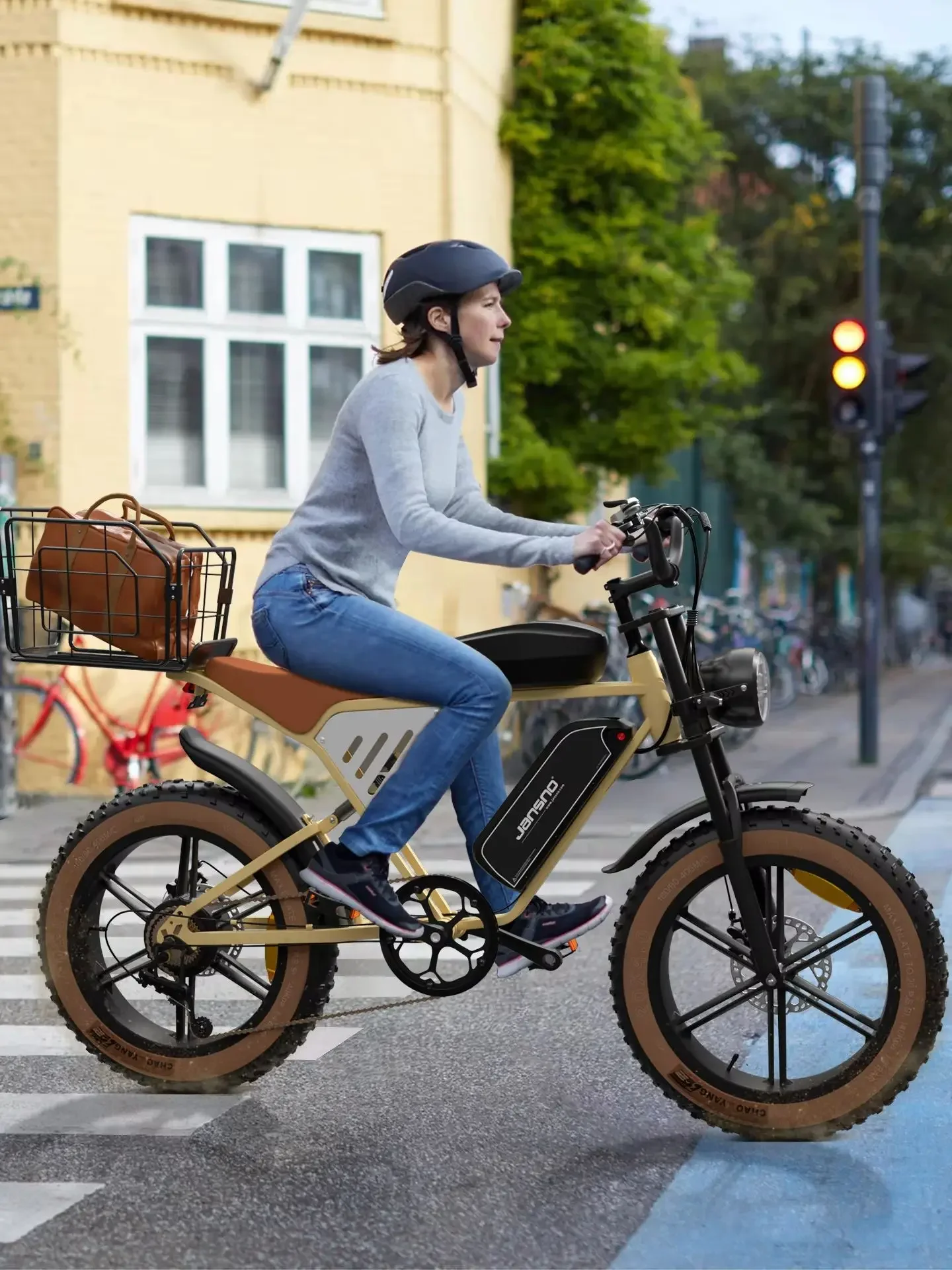 AliExpress Jansno ebike X70 Adult Electric Bicycle 750W Motor Men's E-Mountain ebike 48V34A Battery 20 Inch Fat Tire Off-Road Electric Bike