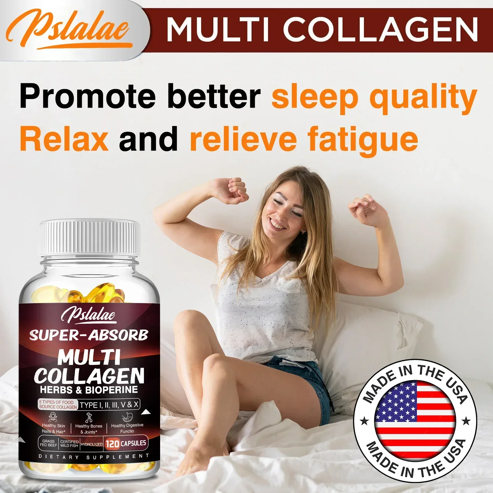 Multi Collagen Pills (Type I II III V X) Organic Herbs and Piperine - Collagen Capsules with Herbs and Piperine