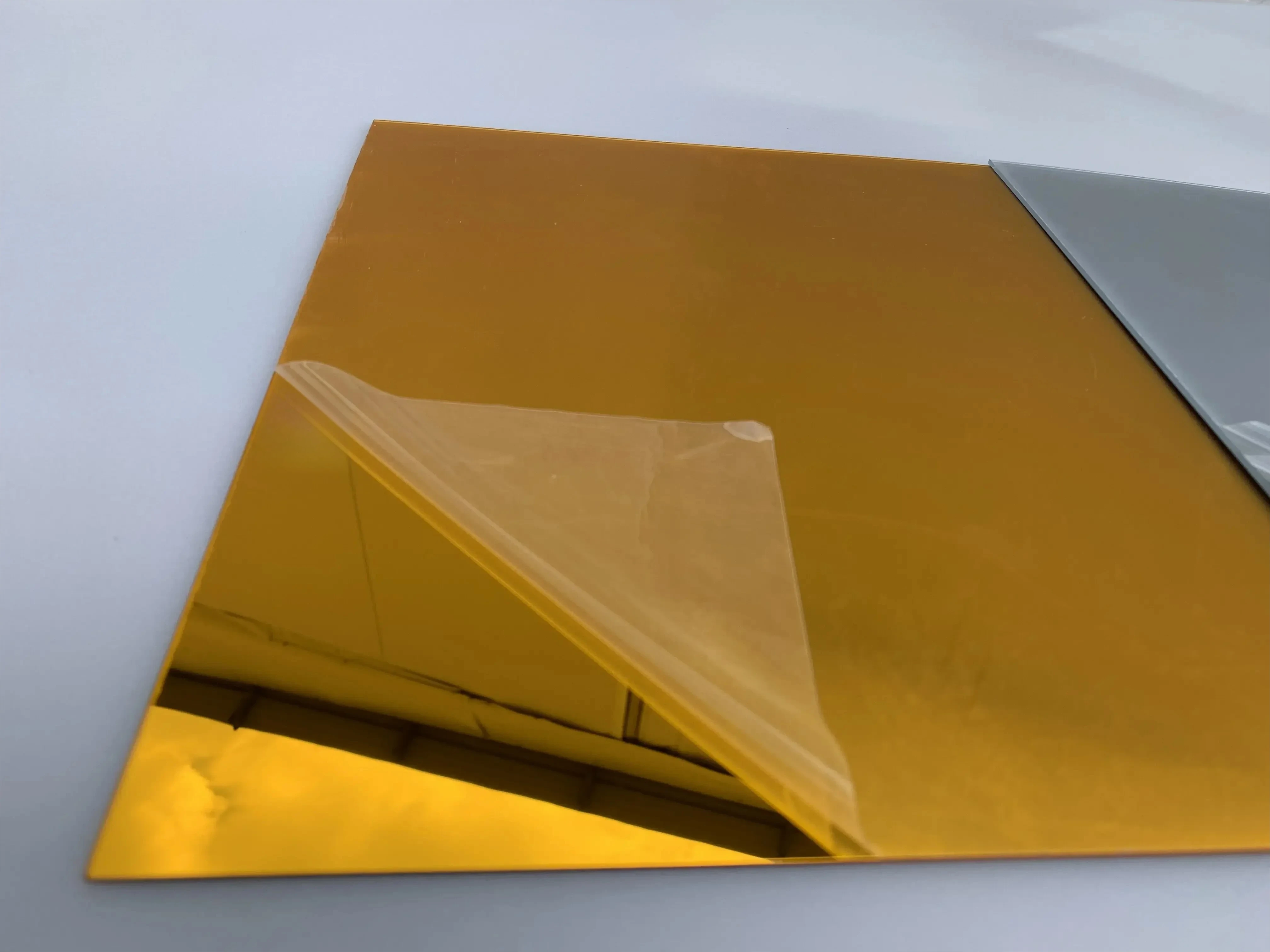 5Pcs Gold Mirror Acrylic Square Sheet 300x300MM 2MM Thick Shatterproof Plastic Mirror Panel For Hotel Decoration