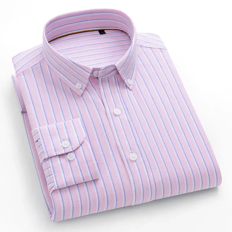 New  Cotton Men's Shirt Men's Long Sleeve Business Casual Vertical Striped Cotton Commuter Shirt Top