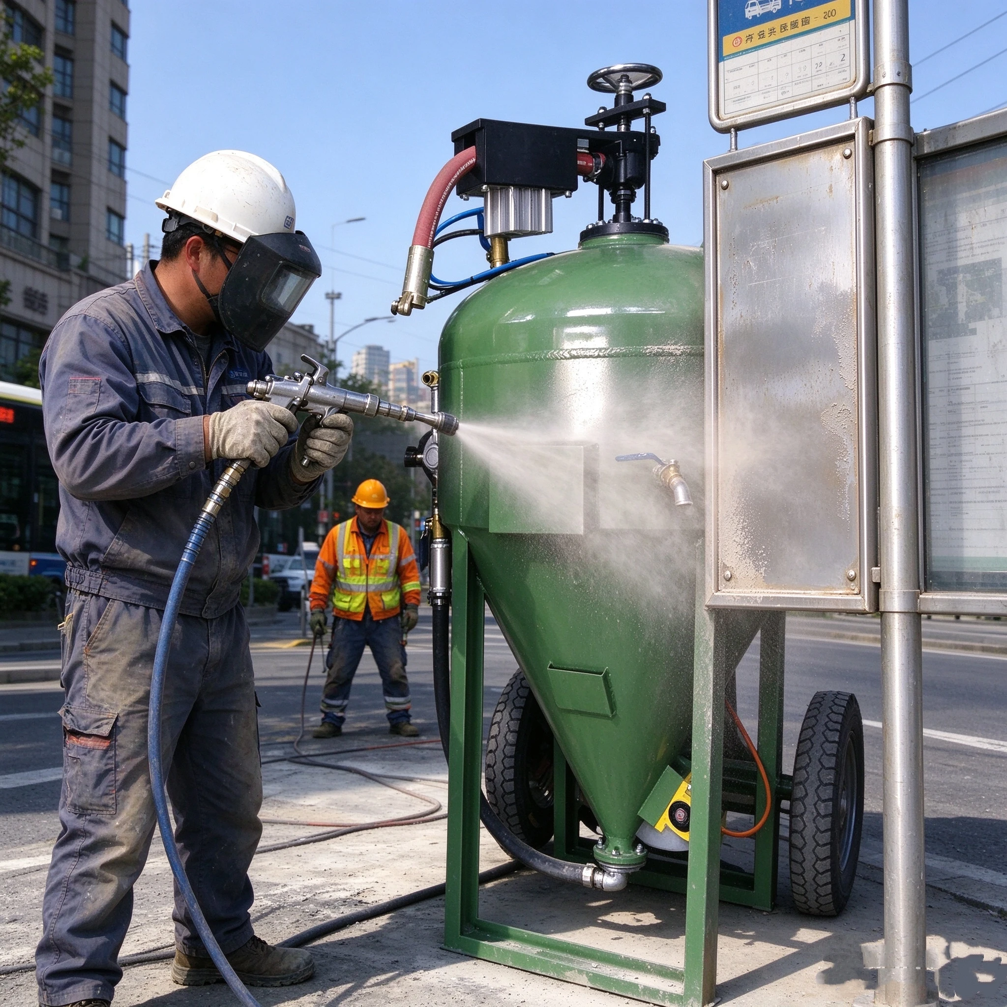 Mobile Sandblast Pot with Electric Control Box Portable Pressure Sandblaster for Rust Removal and Paint Stripping