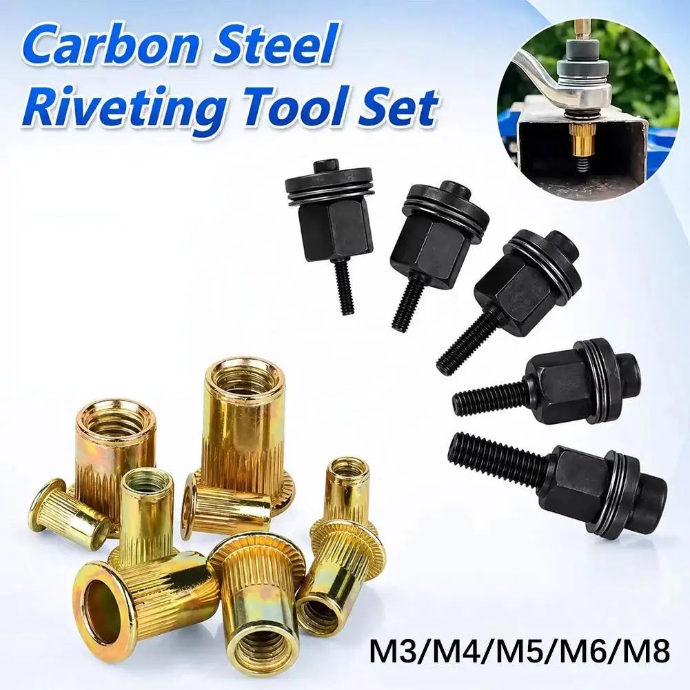 10pcs riveting tool heads with nut set, riveting nut simple tool, manual riveting gun, riveting head M3 M4 M5 M6 M8