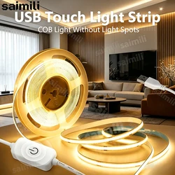 COB Light Strip Touch Control Dimmable Expandable Flexible Paste Lamp Strip For TV Backlight,Bedroom,Kitchen Cabinet Lighting