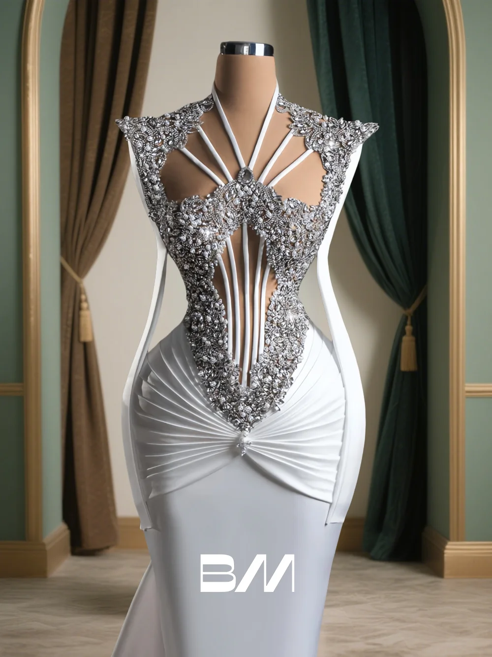 

Sexy Slim Fitted Wedding Dress with Beaded Appliques Sheath Long Bride Dresses Full Sleeves Spandex Pearls Bridal Gown