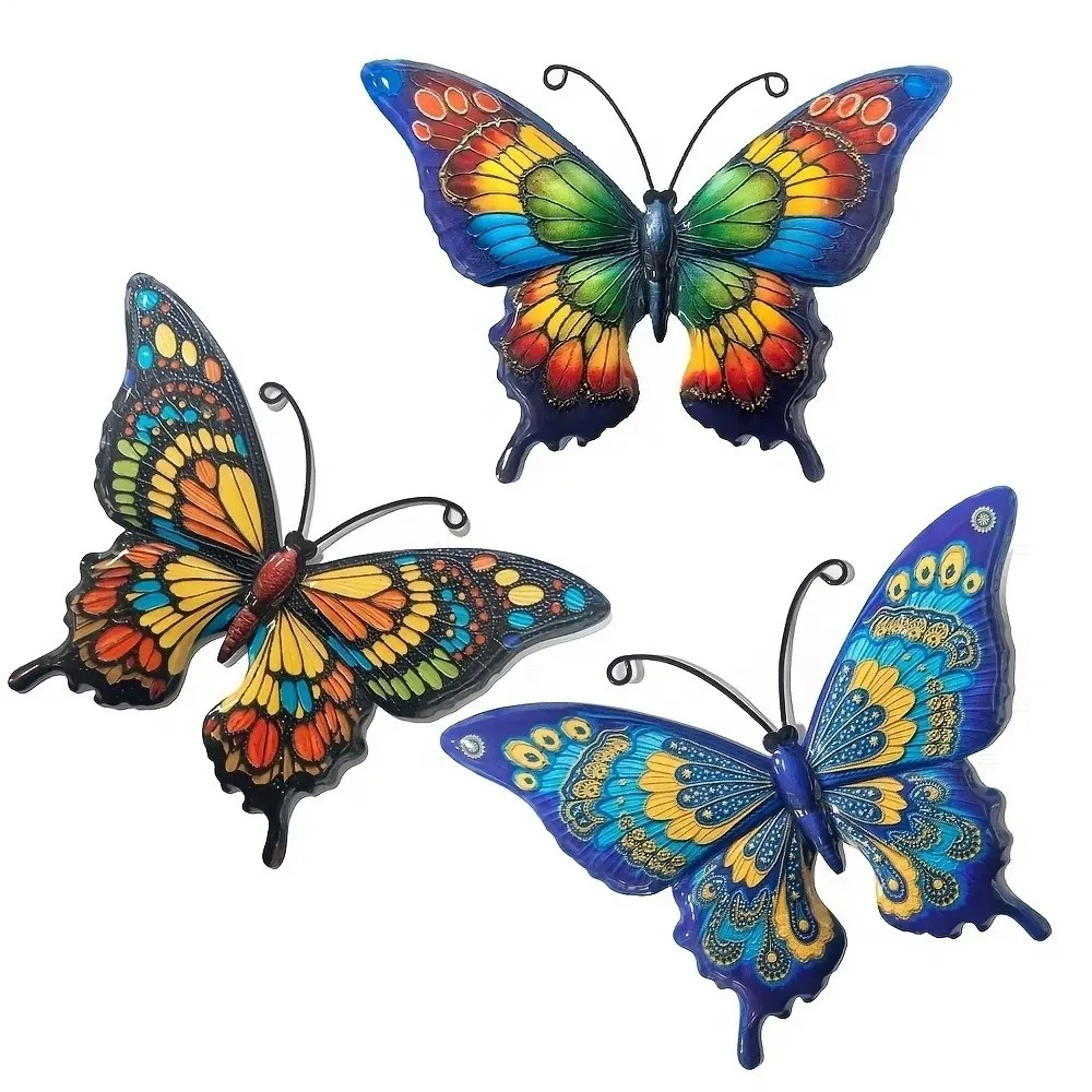 1/3/4pcs Outdoor Metal Butterfly Wall Art Decor Iron Courtyard Crafts Home Wall Decoration Pendants Garden Wall Hanging Bedroom