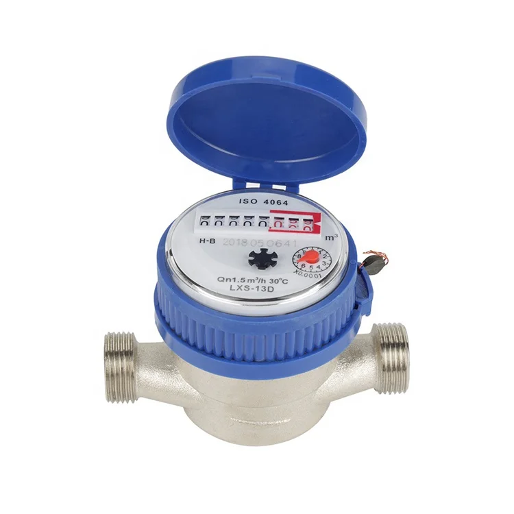 LXSG-13D Single Flow Dry Cold Water Meter 1/2 Copper Shell Single Flow Household Water Meter