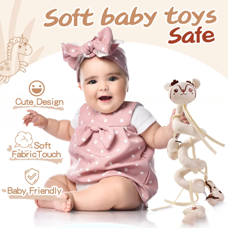 Newborn baby Crib Bed Stroller Soothing Spiral Pendant Toy Animal Plush Hanging Bed Car Around Baby Toys