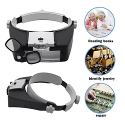 Headband Magnifier 1.5X 1.5X 6X 8X Loupe Head Mount Magnifier Glasses Multifunctional Helmet Magnifying Glass for Reading Repair