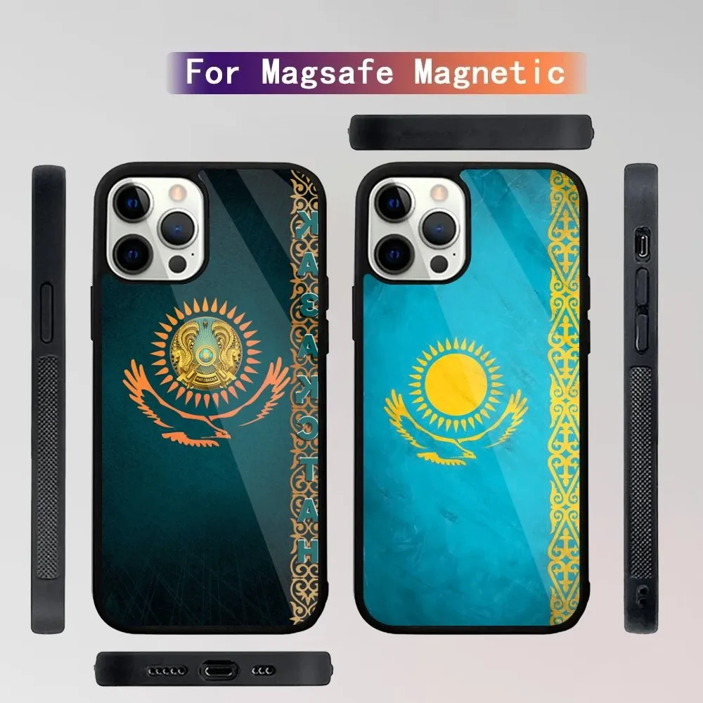 

K-Kazakhstan Flag Phone Case For iPhone 15,14,13,12,11,Plus,Pro,Max Mini Magsafe Magnetic Wireless Charging