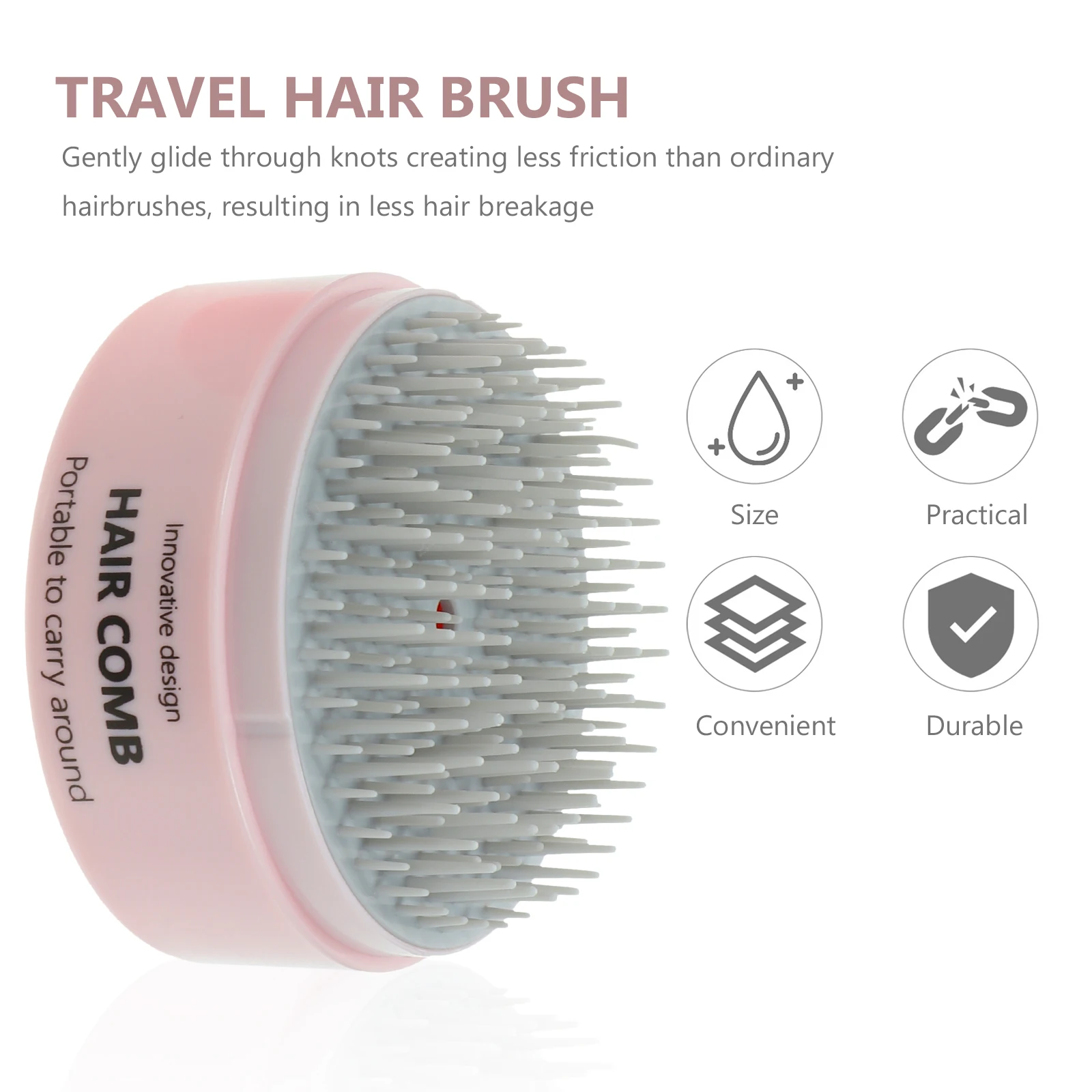 

Portable Comb Hairbrush Pink Travel Paddle Hair Brush Paddle Teeth Scalp Massage Anti Static Lightweight Detangle Women