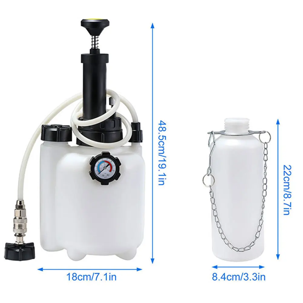 3L Fluid Pressure Bleeding Vacuum Pump Tool Set Brake Clutch Bleeding Kit with 1L Oil Bottle Universal Adapter Fluid Oil Changer