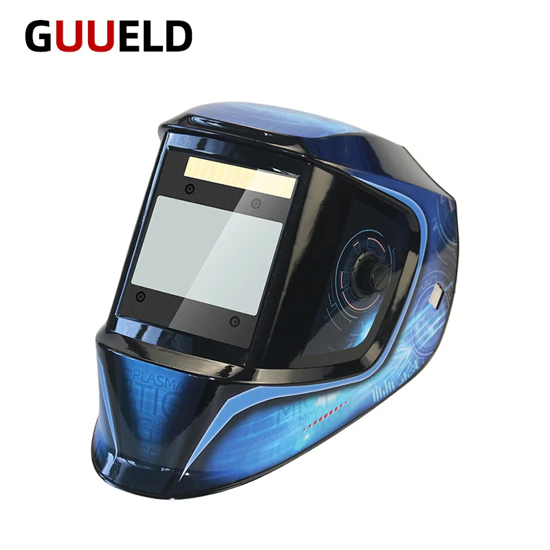 Large Viewing True Color Solar Powered Auto Darkening Welding Helmet, 4 Arc Sensor Wide Shade Range 4/5-9/9-13 Welder Mask