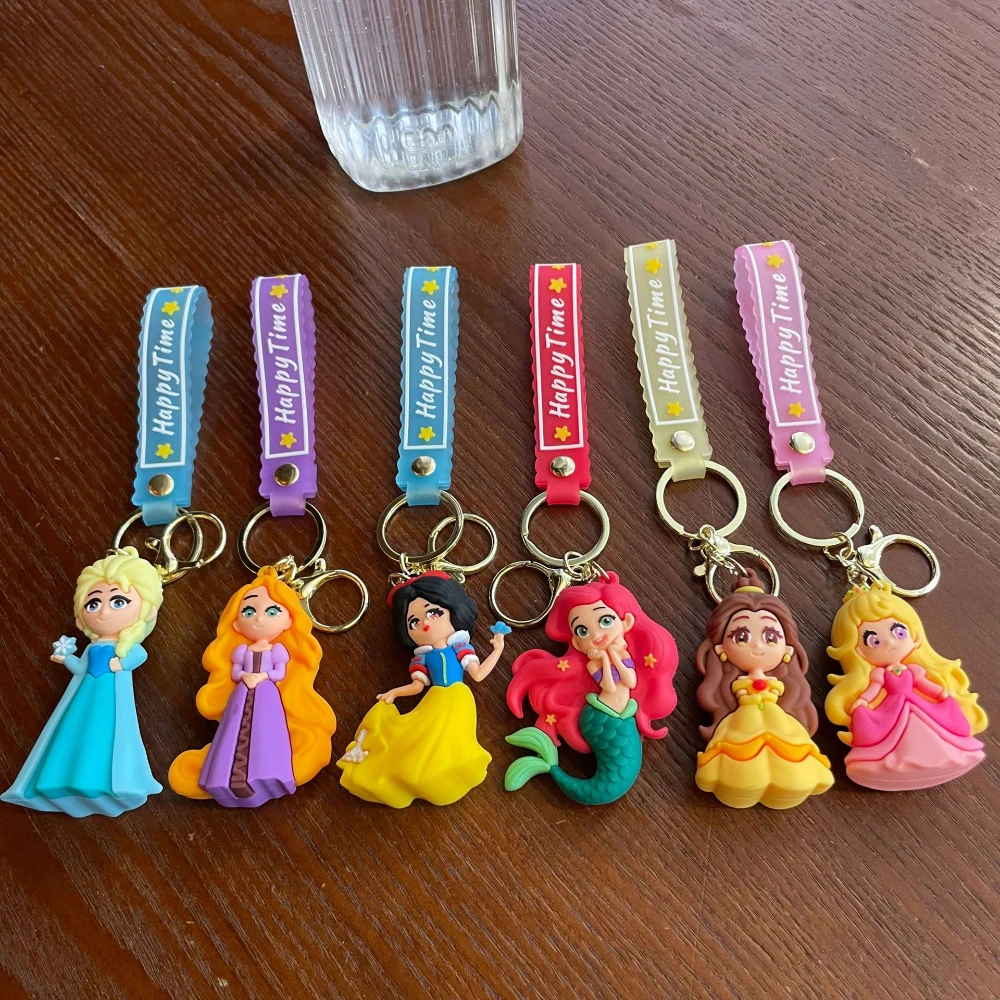 Disney Frozen Princess Alsa Anna Olaf Pendant Keychain Cartoon Cute Figure Silicone Car Key Chain Creative Gifts for Kids Fans