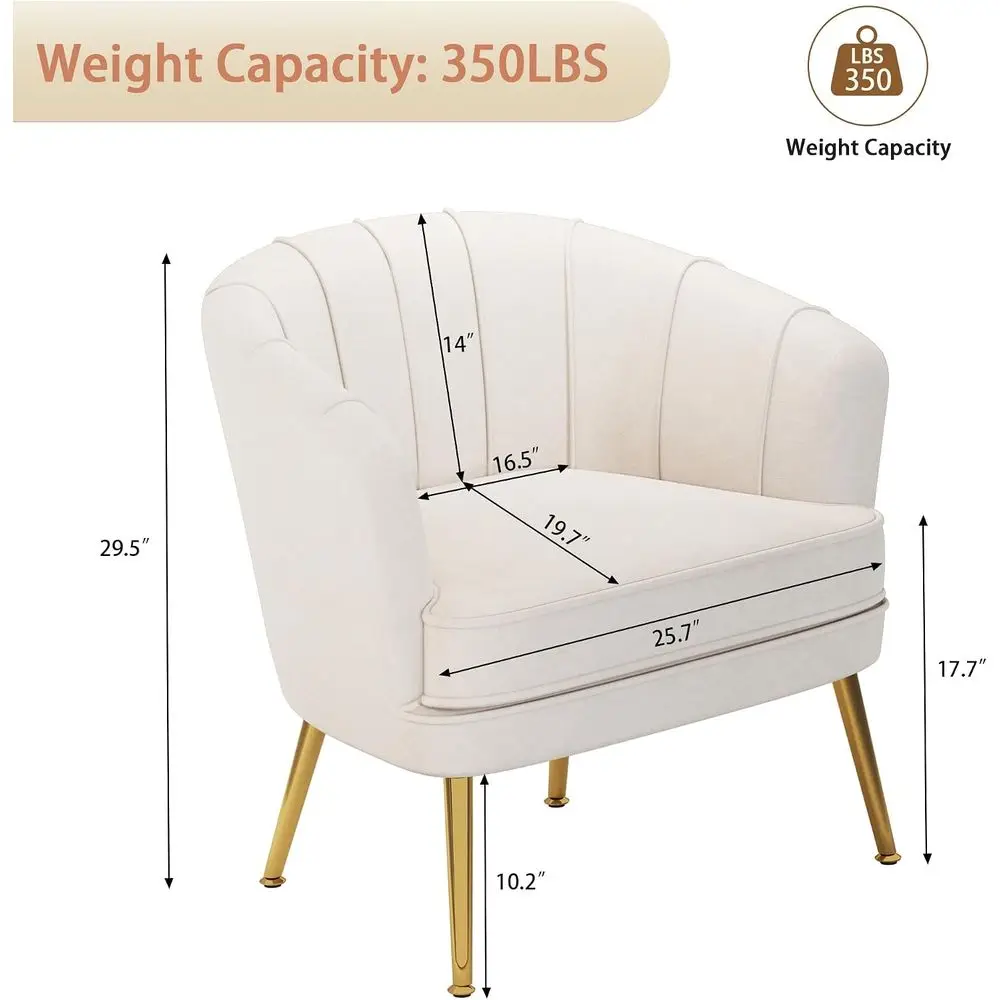 Velvet Accent Chair, Upholstered ern Single Soa Side Chair,Comy Barrel Club Living Room Armchair with n Metal Legs or Bedroom Li