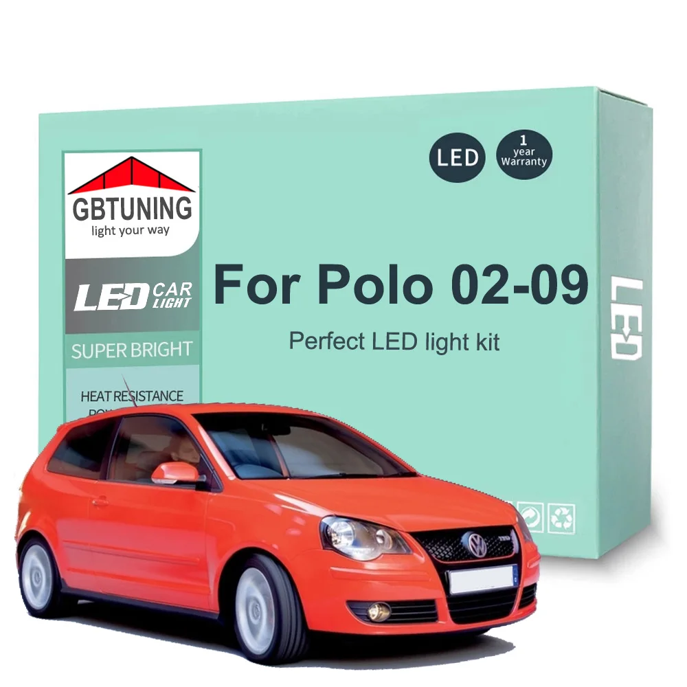10szt Canbus LED Zestaw żarówek wewnętrznych do VW Volkswagen Polo MK4 9N 9N3 2002 2003 2004 2005 2006 2007 2008 2009 Lampa samochodowa
