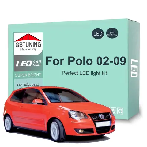 10Pcs Canbus LED Interior Light Bulb Kit For VW Volkswagen Polo MK4 9N 9N3 2002 2003 2004 2005 2006 2007 2008 2009 Vehicle Lamp