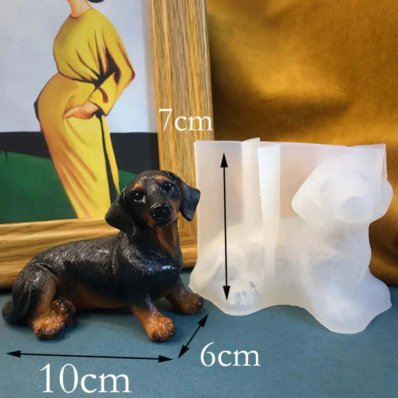 Dachshund Silicone Mold Fondant Chocolate Animal Cake Mold Pet Dog Plaster Mold Epoxy Resin Mold DIY