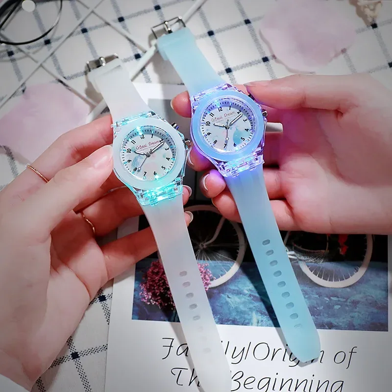 2024 Soft Silicone Luminous Wrist Watch for Kids Flash Light Children Quartz Watch Casual Sport Baby Boys Girls Clock Infantil