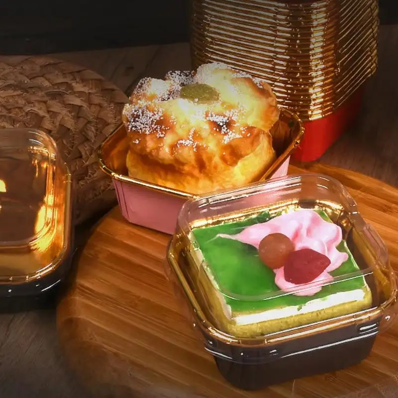 10/20/50Pcs Food Grade Square Dessert Boxes With Clear Lids Perfect For Mousse Cake Home Baking Small Party