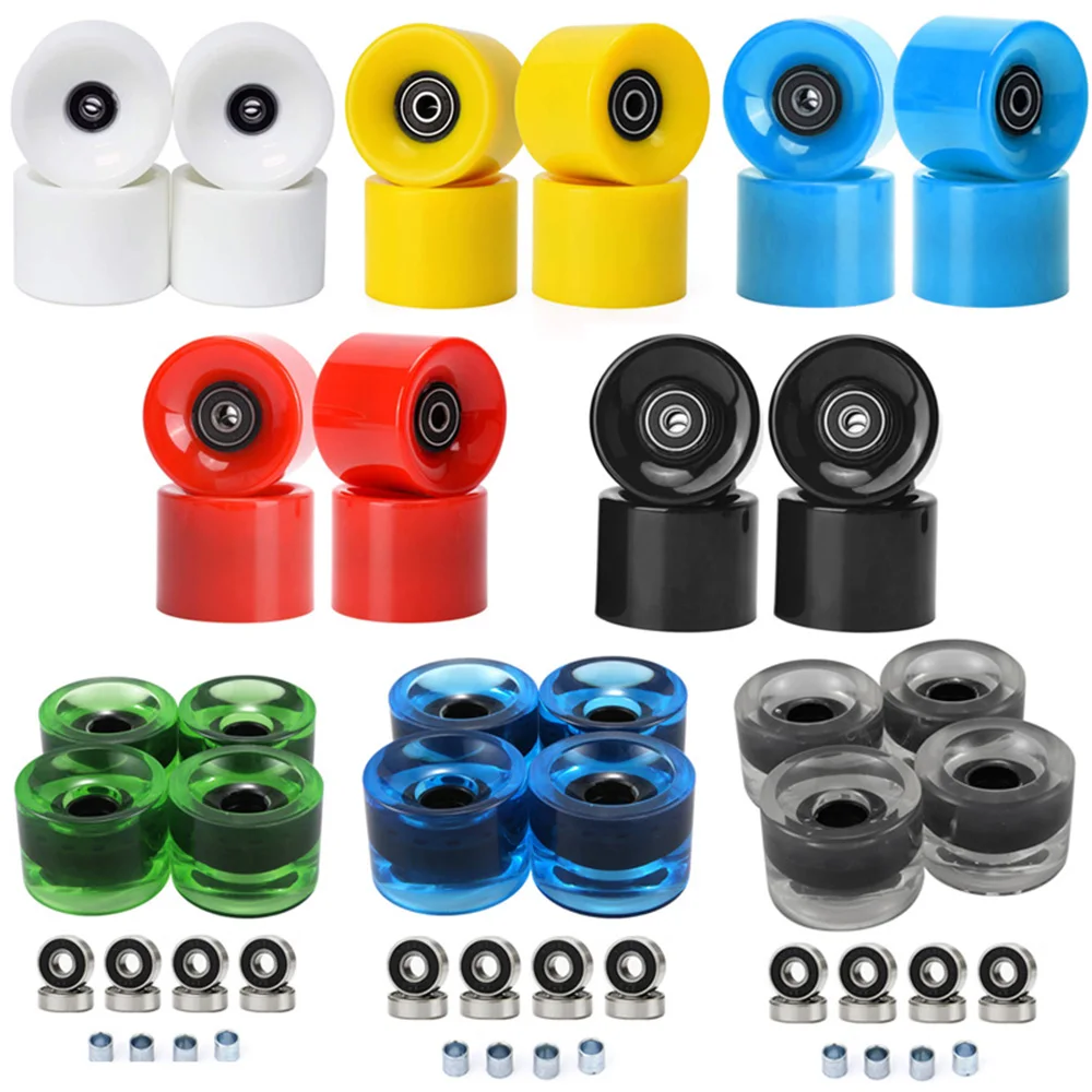 

78A Skateboard Wheels 70x51mm - Longboard Cruiser PU Wheels with Colored Bearings & Spacers - 4-Piece Complete Set AMB338