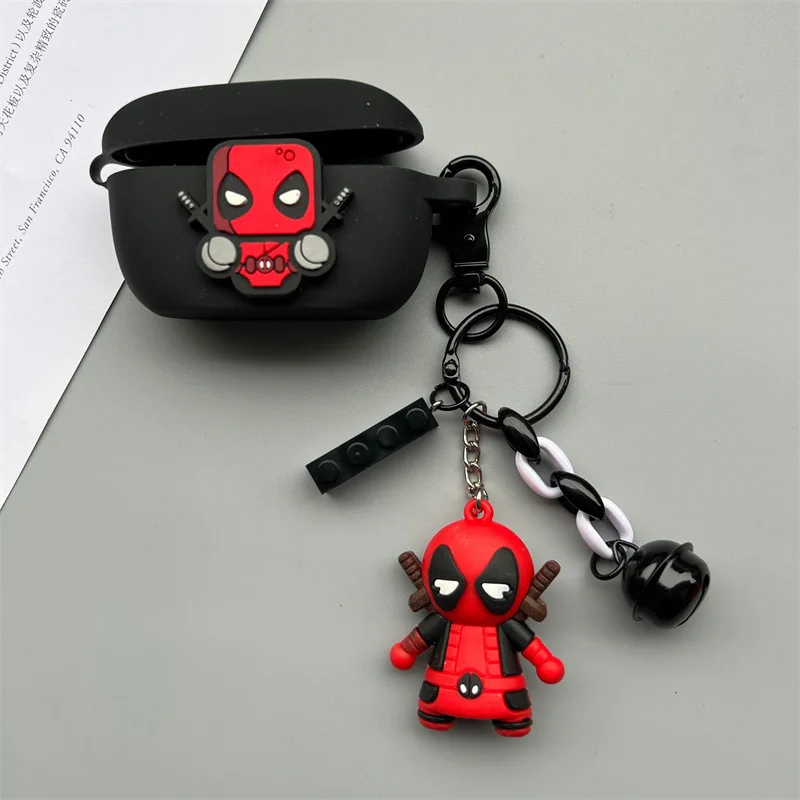 Marvel Deadpool Fone de ouvido capa protetora de silicone para JBL Wave 100, TWS Buds com chaveiro