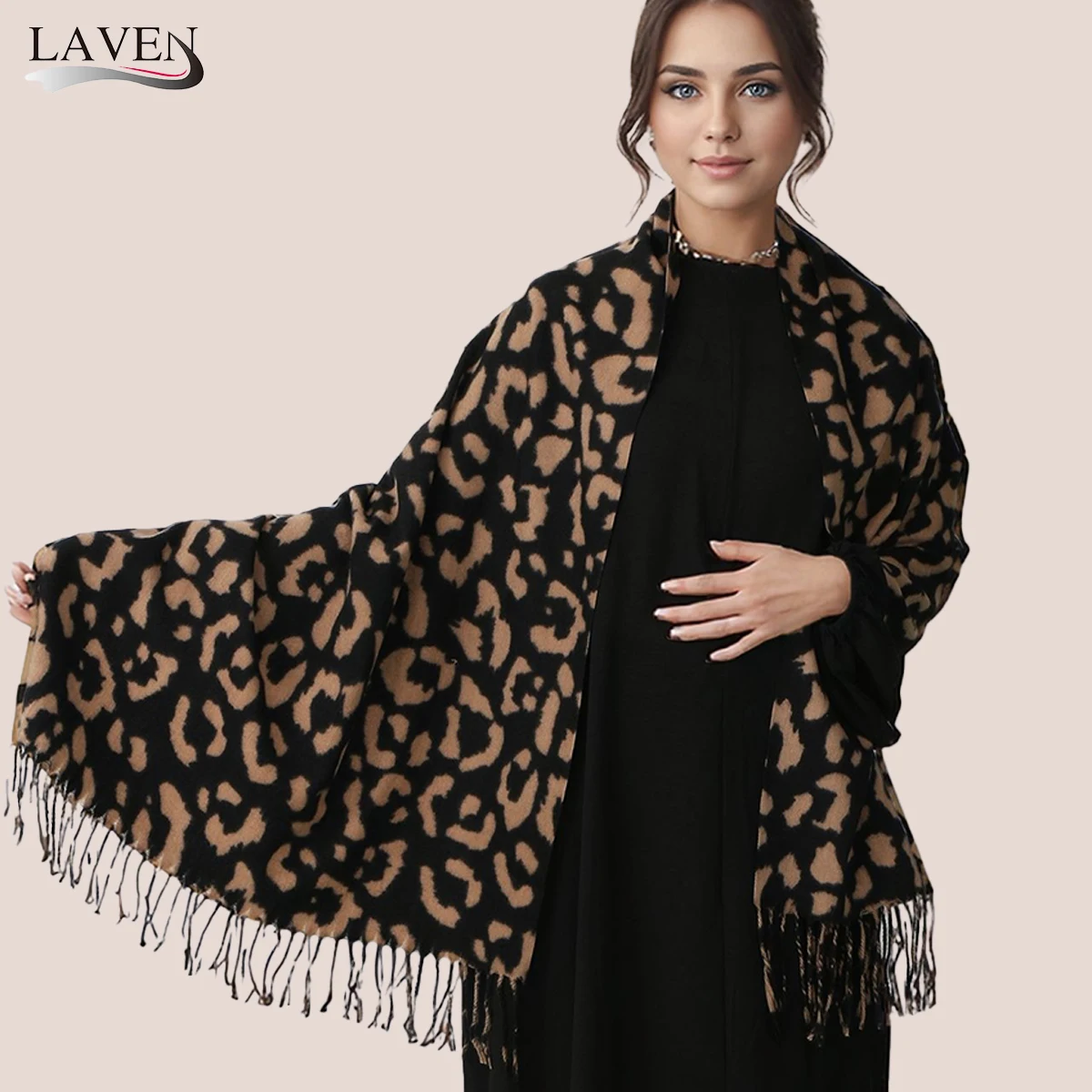 

Retro Leopard Print Scarf for Women Autumn Winter Classic Cashmere Tassel Shawl 2025 Warm Pashmina Fashion Girl Scarves Wrap