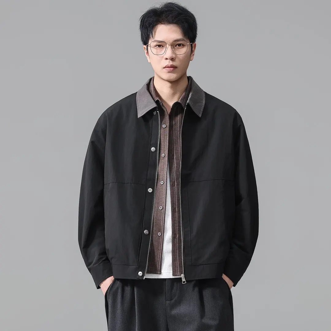 Men Fashion Vintage Loose Casual Business Commute Cargo Jacket Spring Autumn Streetwear Bomber Coat Outerwear