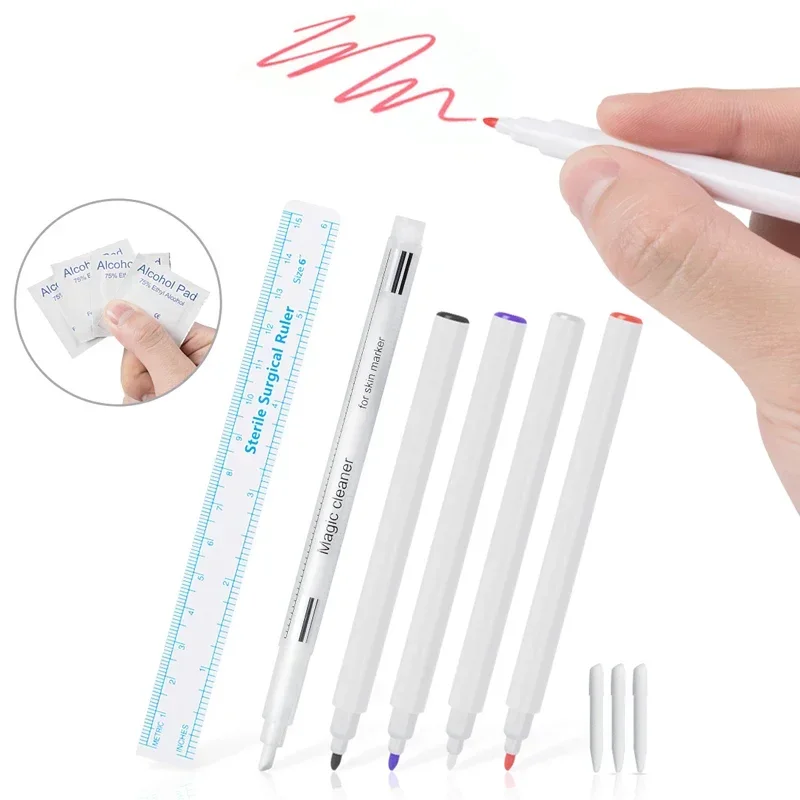 

Professional Surgical Sterile Skin Marker Pen Microblading Tattoo Eyebrow Lip Skin Marker Pen Measuring Ruler Set Tools