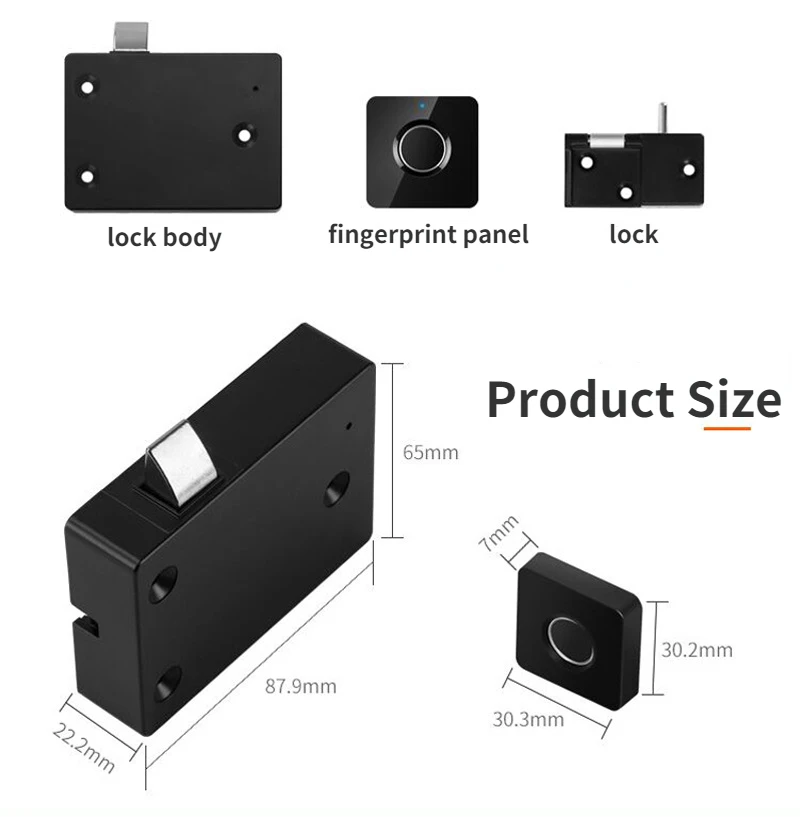 Imagem -05 - Fechaduras Eletrônicas Inteligentes de Impressão Digital para Gaveta Armário Armário Finger Print Lock Smart Door Lock Fingerprint Modular