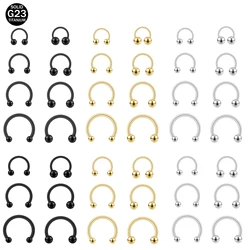 ZS 1PC 14G/16G G23 Titanium Septum Clicker Spike Septum Ring Hoop Horseshoe Nose Piercing Gold Color Helix Cartilage Piercings