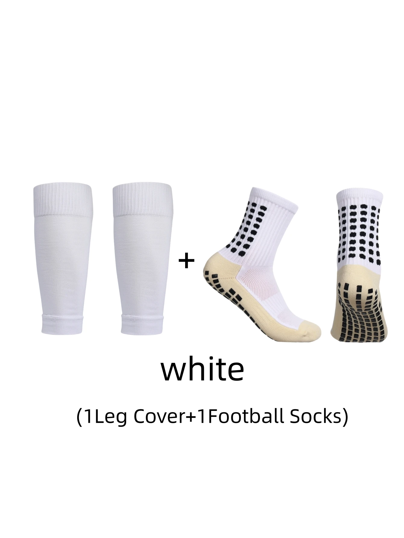 1 pair of combination classic glue point anti slip football socks and leg protection socks