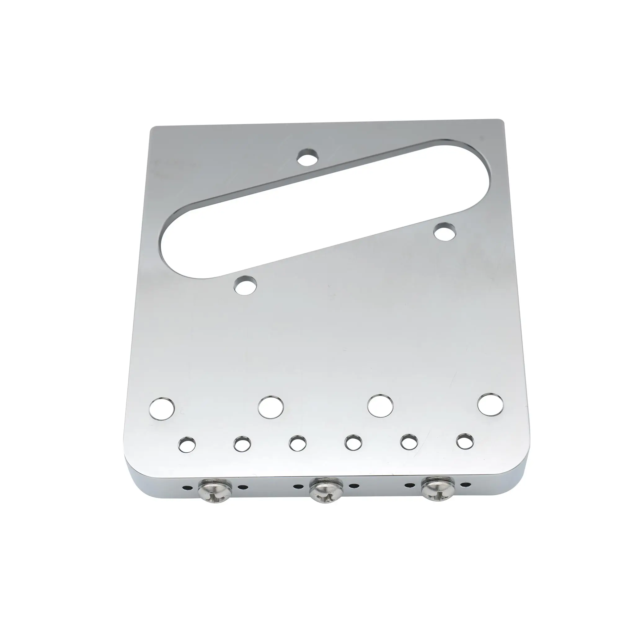 Musiclily Ultra 54mm Aluminum Plate Vintage Tele Bridge with Brass Compensated 3-Saddle for Telecaster Electric Guitar, Chrome