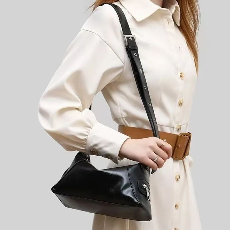  حقيبة كتف نسائية من جلد البولي يوريثان باللون الأسود مع سحر نجمة، لمسة نهائية غير لامعة بسيطة، حقيبة مربعة عصرية قابلة للتعديل للاستخدام اليومي #3