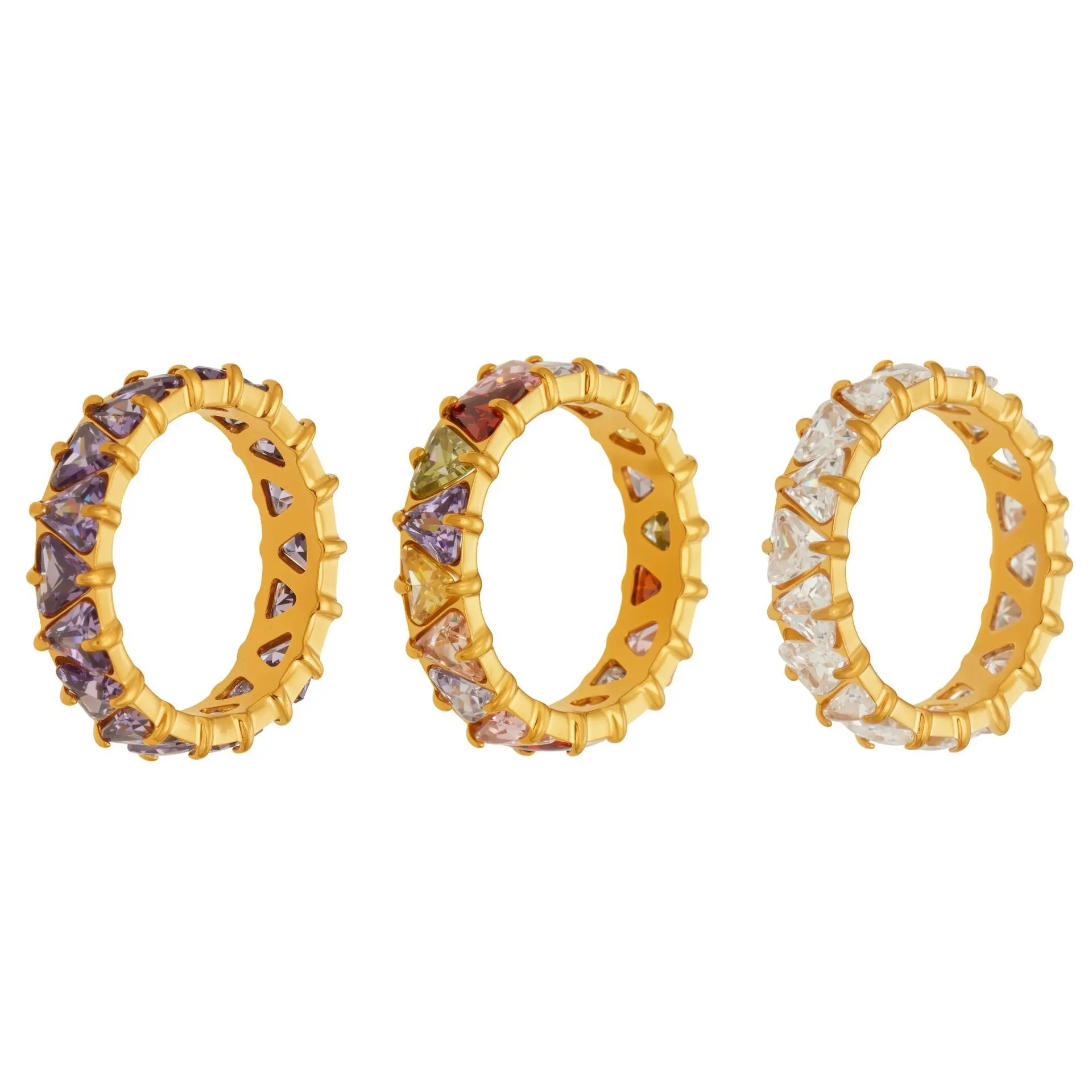 

Exquisite Jewelry Stainless Steel Rings For Women Triangular Zircon Full Diamond Ring Fashion Jewelry