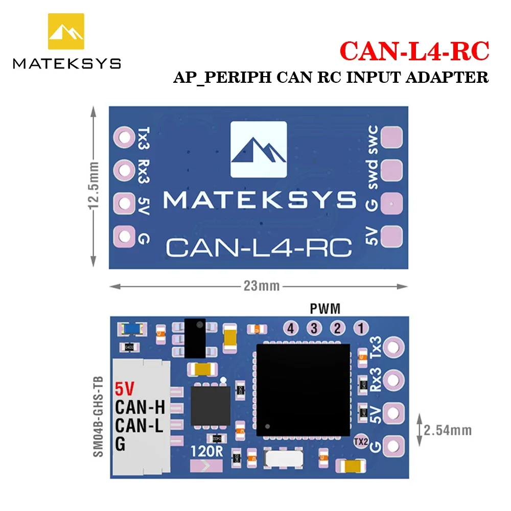 MATEKSYS CAN-L4-RC AP_PERIPH CAN RC INPUT ADAPTER Turn Serial Receiver Into CAN Receiver