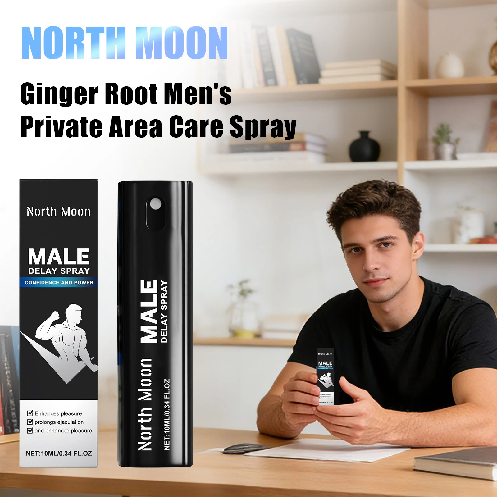 North Moon Male Delay Spray Intimate Caring Enhance Pleasure Increase Energy Easy Absorbing Non-Irritate Private Area Care Spray