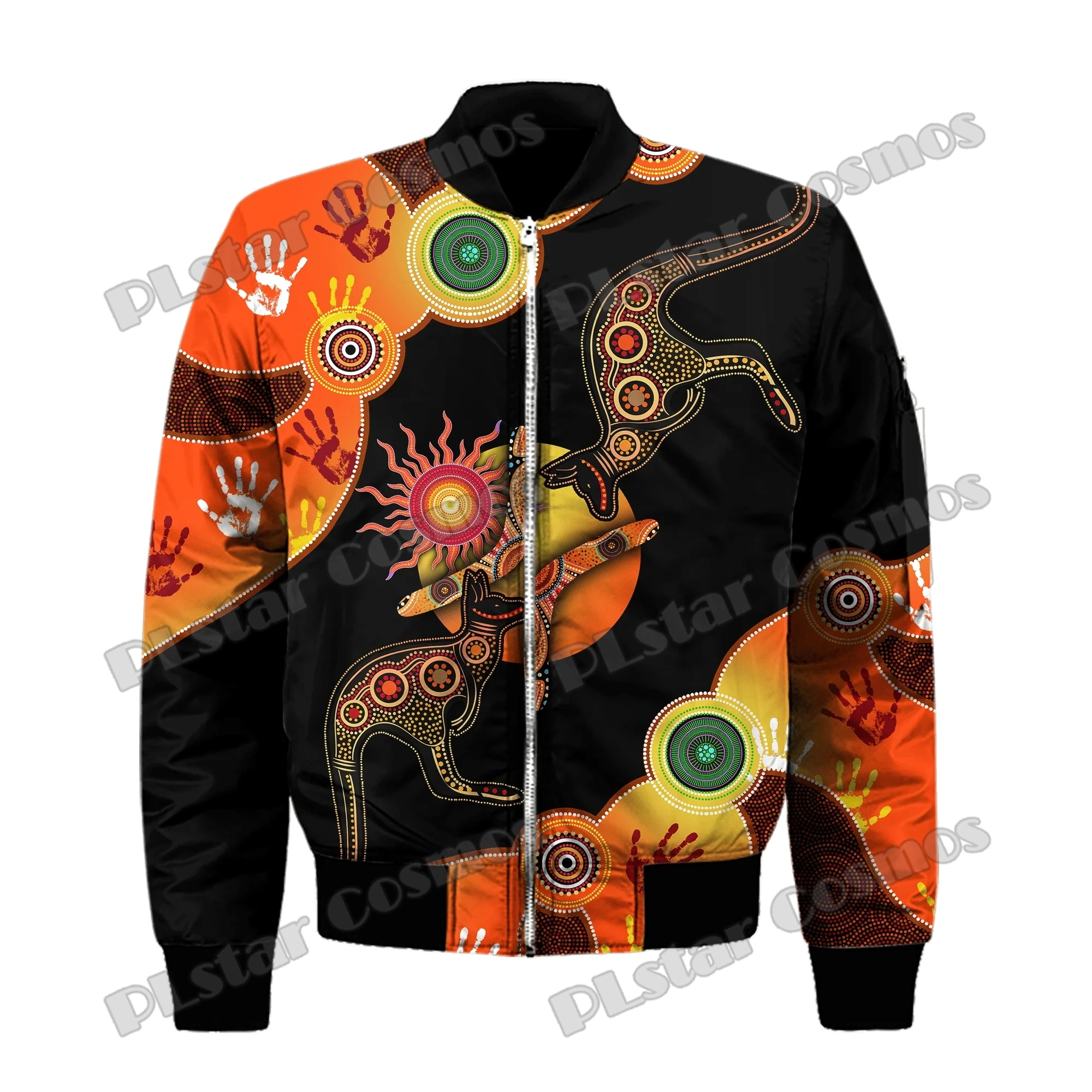 

Aboriginal art Orange Kangaroo Naidoc Week 3D Printed Men's Bomber Jackets Winter Unisex Casual Warm Zipper Jacket Coat FJK12