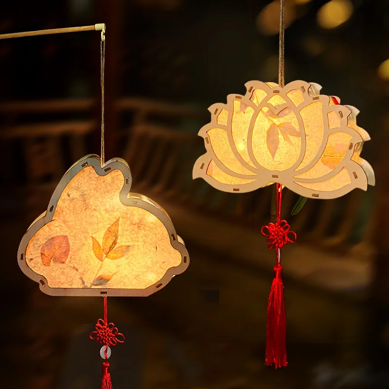 Mid-Autumn Lantern Children Portable Lantern Lighting Flower Lamp Handmade Paper Craft Diy Material Package Festival Decors