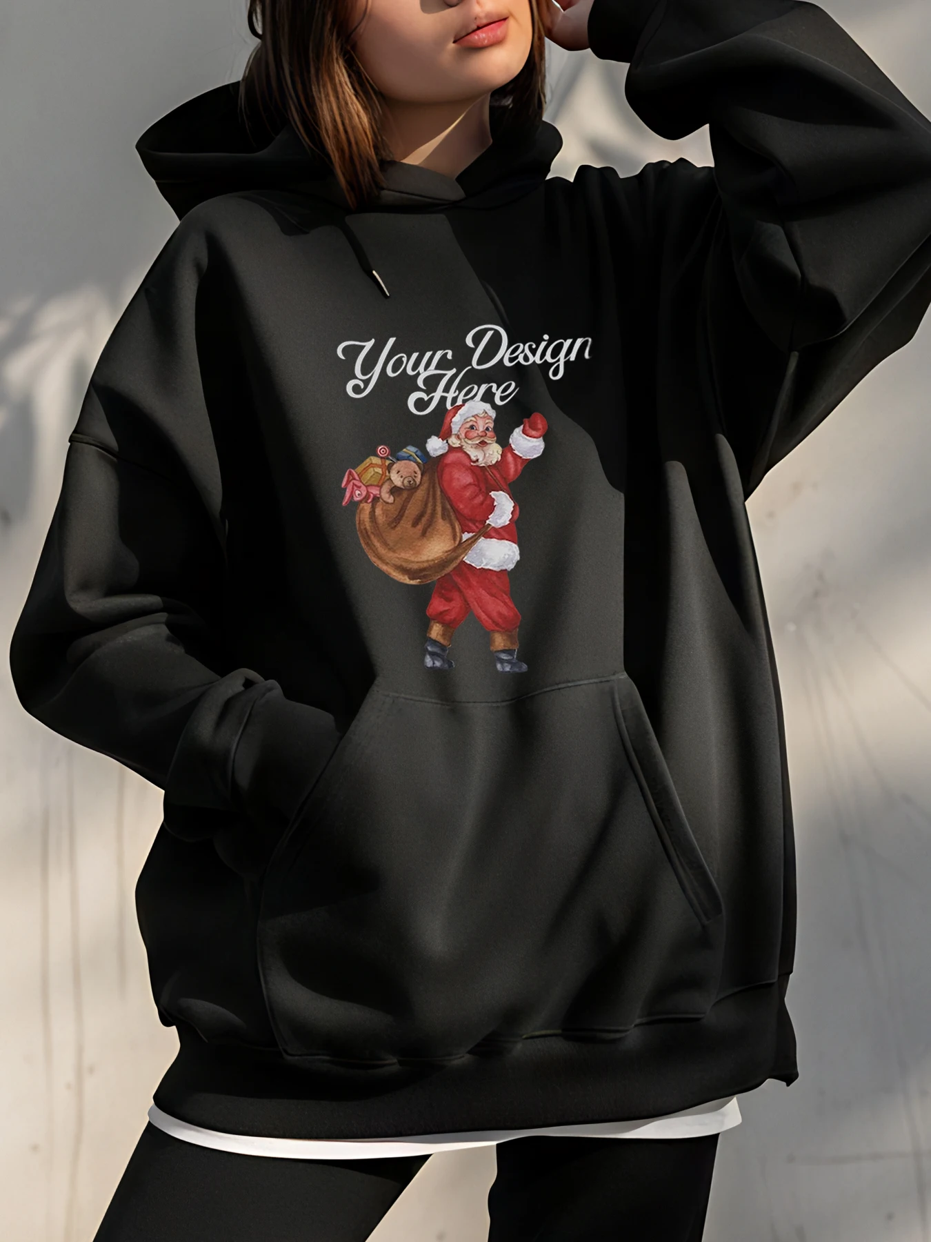

Рождественская толстовка с принтом Санта-Клауса, женская повседневная толстовка, праздничный модный подарок для женщин и девочек