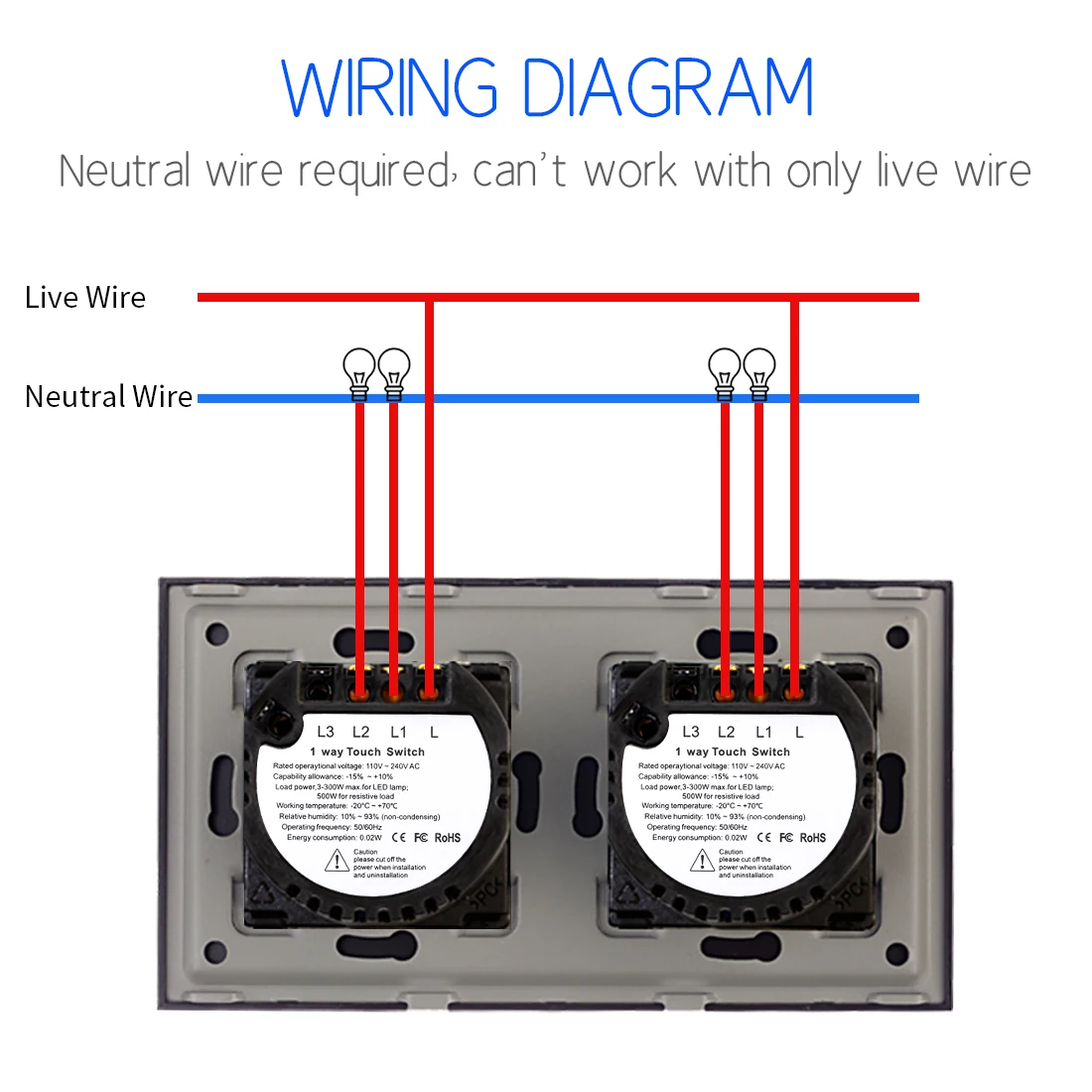 Bingoelec Touch Switch 1 Way EU Standard Touch Sensor Switches Black White Golden Grey With Glass Panel Home Improvement