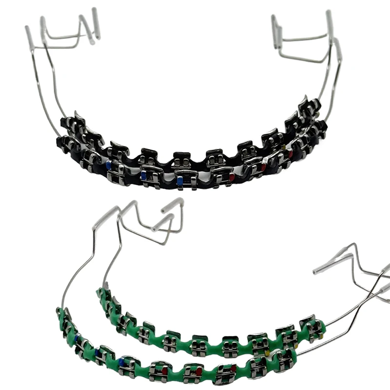 1Pair Dental Metal Braces Archwire Without Hooks Metal Bracket And Orthodontic Ligature Ties Colorful Temporary Tooth Decoration