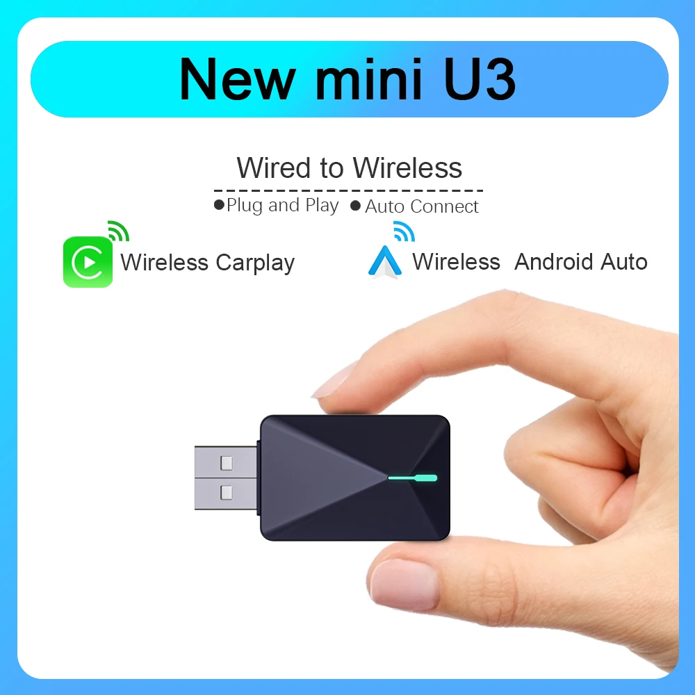 2025 Wireless CarPlay Adapter 2 in 1 Wired to Wireless Android Auto Plug and Play USB Online Upgrade Bluetooth WiFi Auto Connect