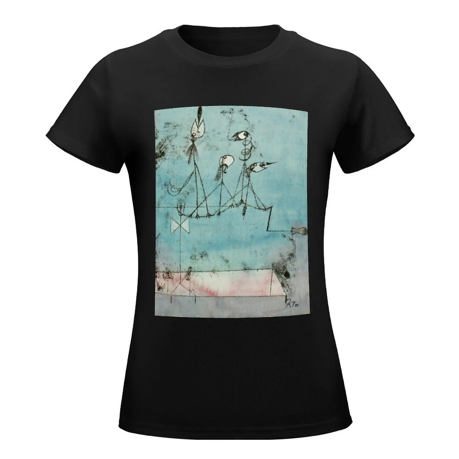 Twitterende Machine Met Handtekening | Paul Klee Twitter-Geïnspireerde T-Shirt Blouse Dames Vintage Kleding Zomer Tops T-Shirts Voor Vrouwen