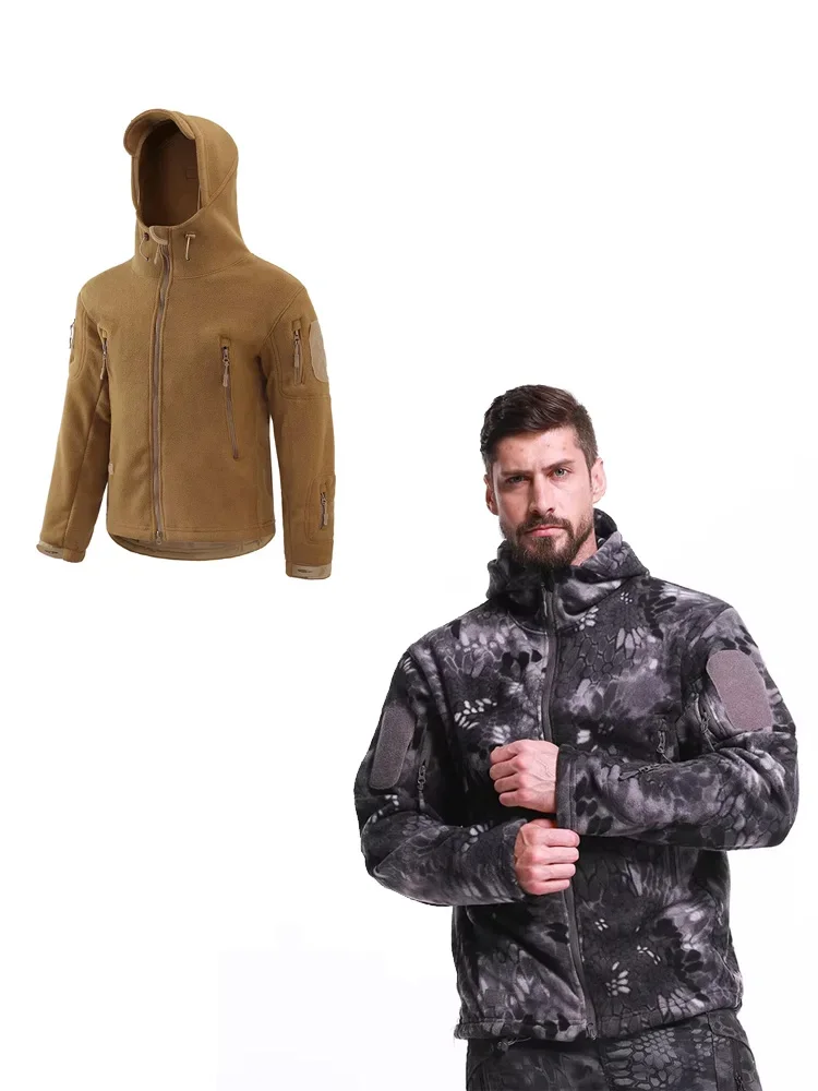 Kurtki turystyczne Wiatroszczelna termiczna odzież myśliwska Polarowa wiatrówka Zimowa kurtka Softshell Męski kombinezon taktyczny Wojskowy kemping — zdjęcie 2