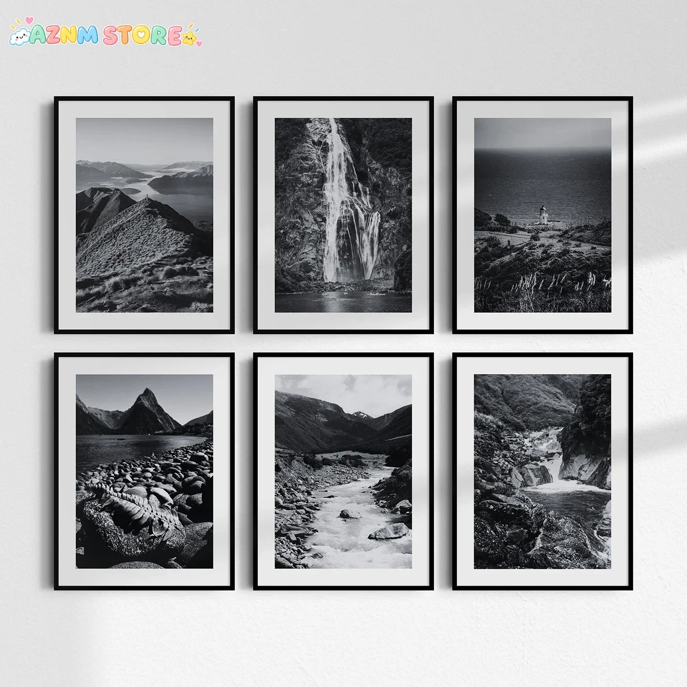 2027,A set of 6 black and white photographs of New Zealand Wellington city tourism wall art canvas prints YS posters home dec