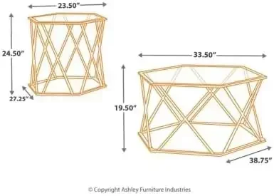 Design exclusivo da Ashley Madanere Conjunto de mesa ocasional cromada moderna de 3 peças, inclui mesa de centro e 2 mesas finais, prata