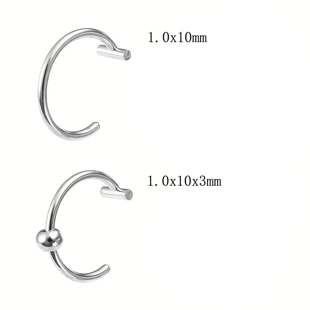 1/8Pairs Fake Lip Rings Set Stainless Steel Shiny Non Piercing Lip Cuff Adjustable Clip on Fashion Body Jewelry for Women Men