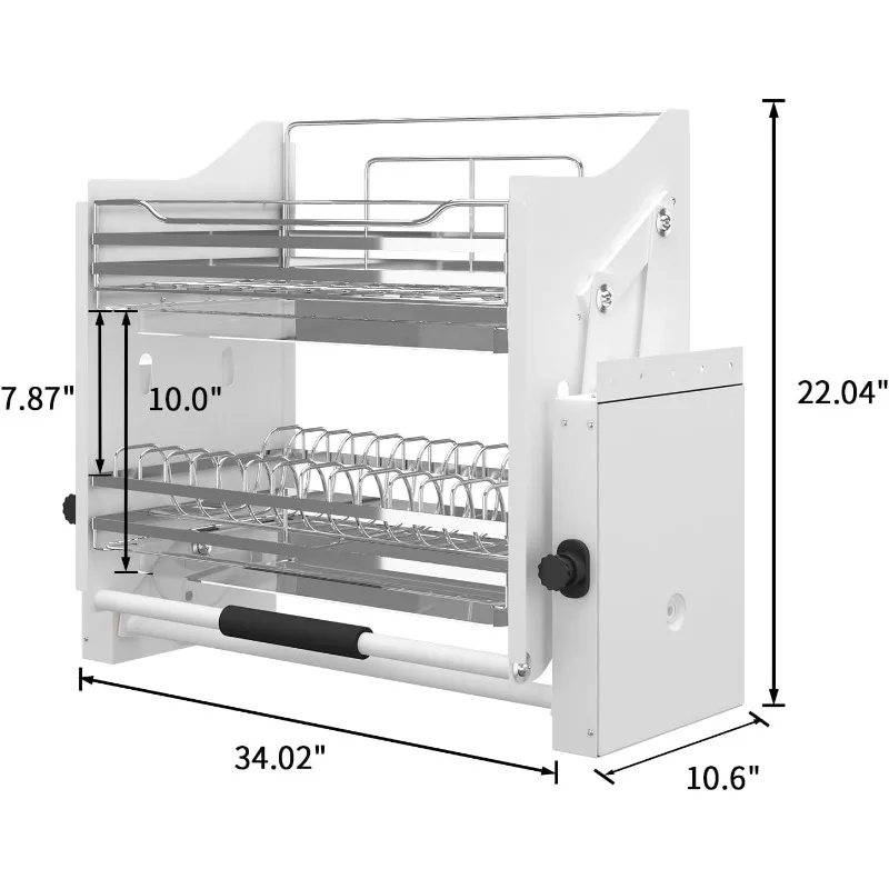 2-stufiger ausziehbarer Schrank Organizer Drop-Down-Regal Blind Pull-Down-Schale und Gewürz regals ystem Innenraum platzsparende Platte