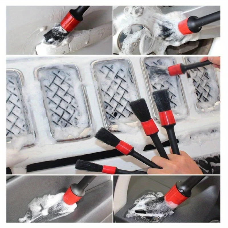 12pcs car interior detail brush set - soft round head brush suitable for air conditioning crevices and hard to reach areas